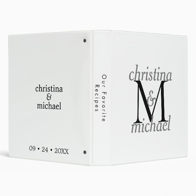 Personalized B&W Name & Monogram Recipe Binder (Background)