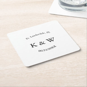 Personalized B & W Square Paper Coaster