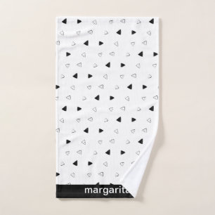 Personalized B&W Triangles Hand Towel