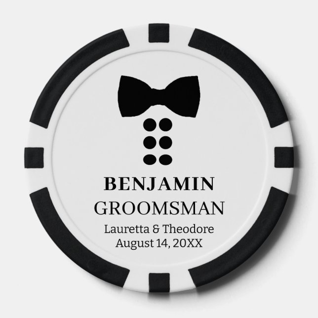 Personalized B&W Wedding  Poker Chips (Front)
