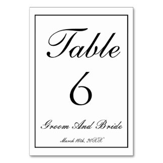 Personalized B&W Wedding Table Number