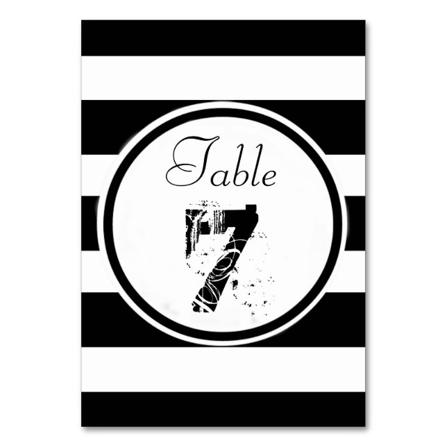 Personalized B&W Wedding Table Number (Front)