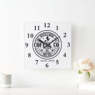 Personalized B&W Witch's Brew Square Wall Clock