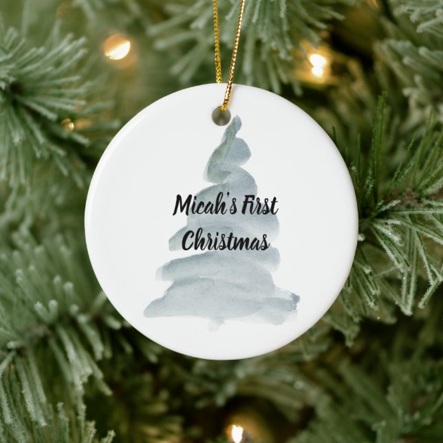 Personalized Babies Boy First Christmas Ornament (Tree)