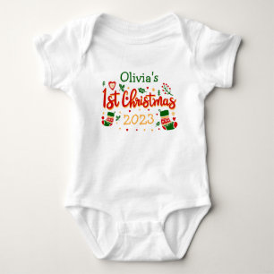 Personalized Babies First Christmas, Babie 1st Xms Baby Bodysuit