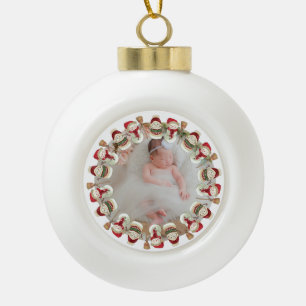 Personalized baby 1st birth announcement  ceramic ball christmas ornament