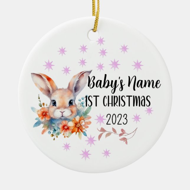 Personalized Baby 1st Christmas Ornament (Front)