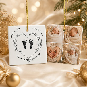 Personalized Baby 4 Photo Ceramic Ornament