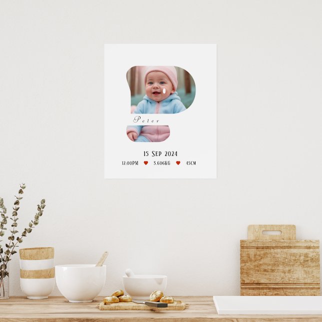 Personalized Baby Alphabet Letter - P - Poster (Kitchen)