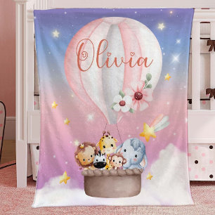 Personalized Baby Animal Blanket, Safari Nursery Fleece Blanket