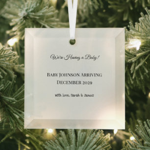 Personalized Baby Announcement Glass Ornament