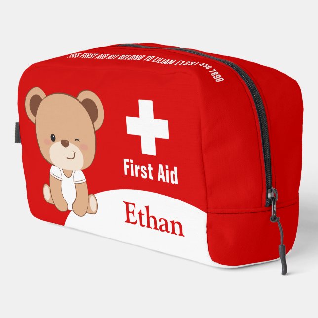 Personalized Baby Bear First Aid Kit Bag (Right Corner)