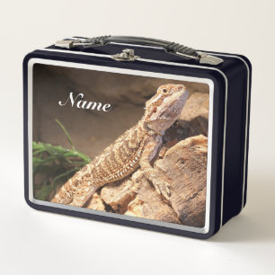 Personalized Baby Bearded Dragon Lizard Metal Lunch Box
