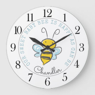 Personalized Baby Bee Nursery Large Clock