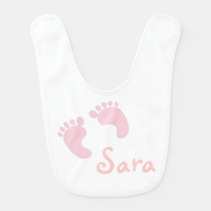 Personalized Baby Bib With Pink Feet