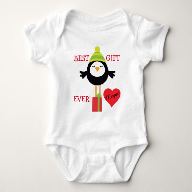 Personalized Baby Bird Heart Bodysuit (Front)