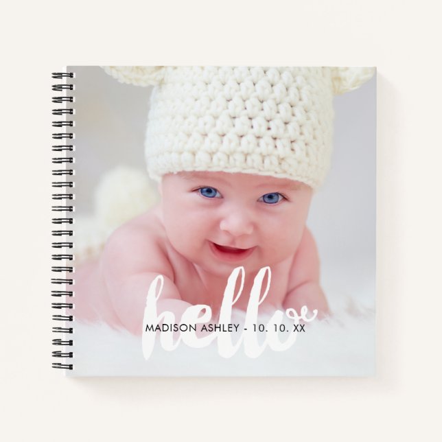 Personalized Baby Birth Announcement Photo Notebook (Front)