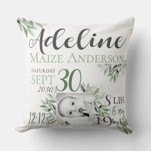 Personalized Baby Birth Announcement Pillow