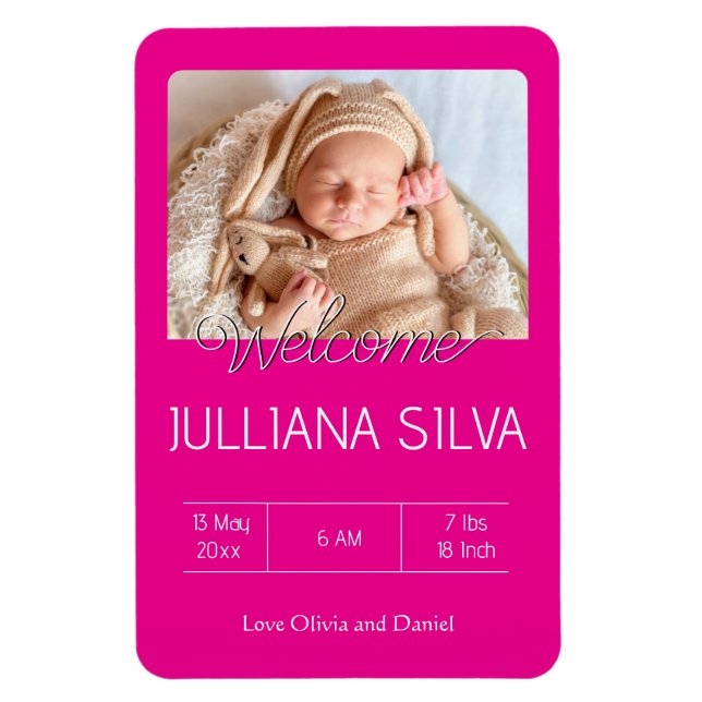 personalized baby Birth announcements  Magnet (Vertical)