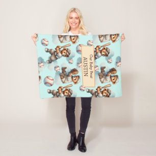 Personalized Baby Blanket – Watercolor Teddy Bears