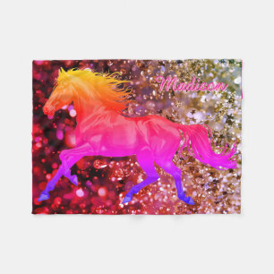 Personalized Baby Blanket With a Rainbow Horse