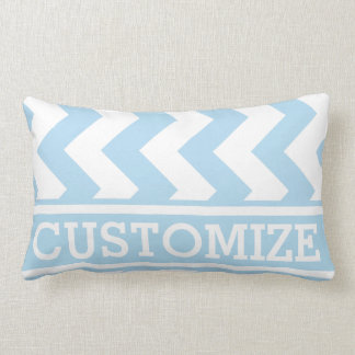 Personalized Baby Blue Chevron Pattern Lumbar Pillow