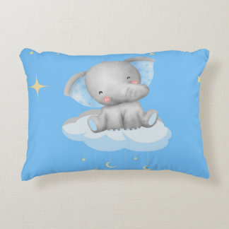 Personalized Baby Blue Elephant Accent Pillow