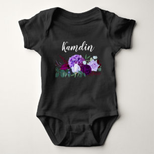 Personalized Baby Body Suit Lavender Hibiscus on W Bodysuit
