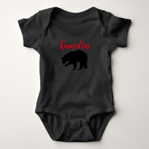 Personalized Baby Body Suit Red Buffalo Black Bear Bodysuit