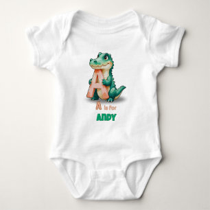 Personalized Baby Bodysuit – A is for Alligator