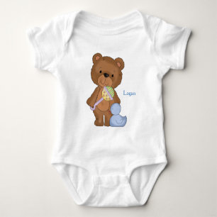 Personalized Baby Bodysuit Baby Boy Teddy Bear