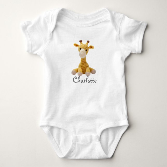 Personalized Baby Bodysuit Crochet Giraffe (Front)