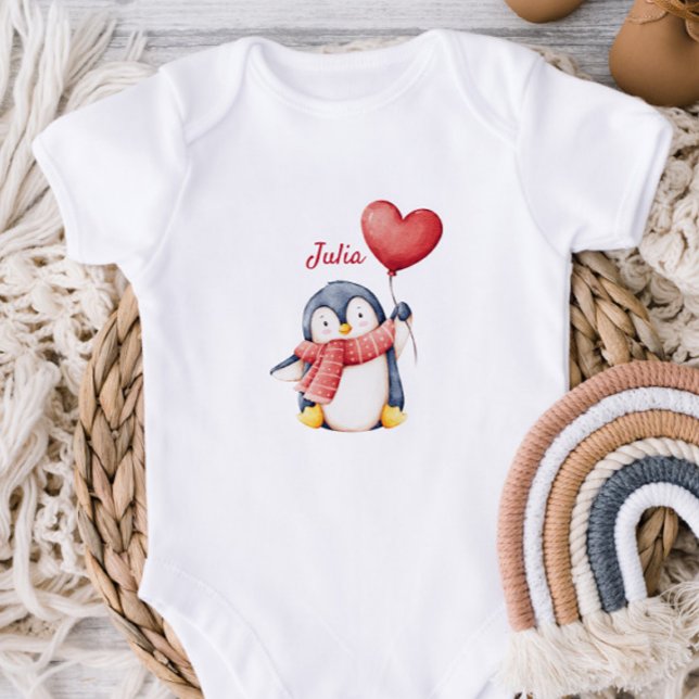 Personalized Baby Bodysuit With A Cute Penguin (Creator Uploaded)