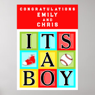 Personalized Baby Boy Baby Shower Poster