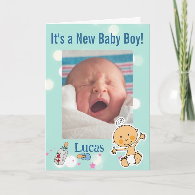 Personalized Baby Boy Birth Announcement (Front)