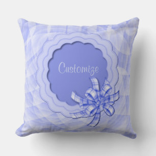 Personalized Baby Boy Blue Scalloped Frame Pillow
