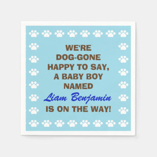 Personalized Baby Boy - Dog Themed Baby Shower Napkin