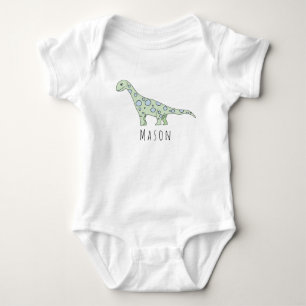 Personalized Baby Boy Doodle Dinosaur with Name Bodysuit