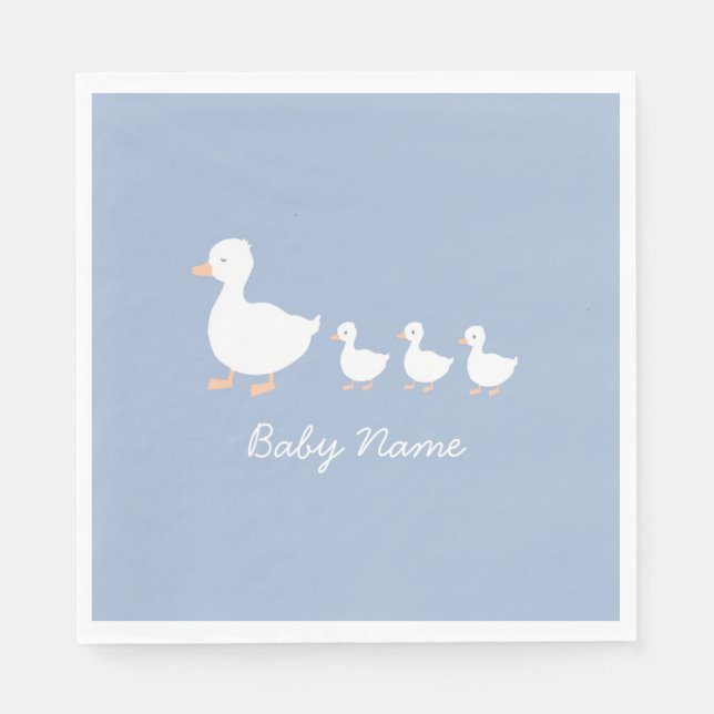 Personalized Baby Boy Duckling Party Napkins (Front)