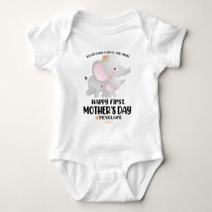 Personalized Baby Boy First Mother's Day Elephant Bodysuit