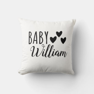Personalized Baby boy Hearts name Throw Pillow