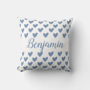 Personalized Baby boy Hearts name Throw Pillow
