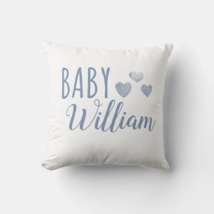 Personalized Baby boy Hearts name Throw Pillow