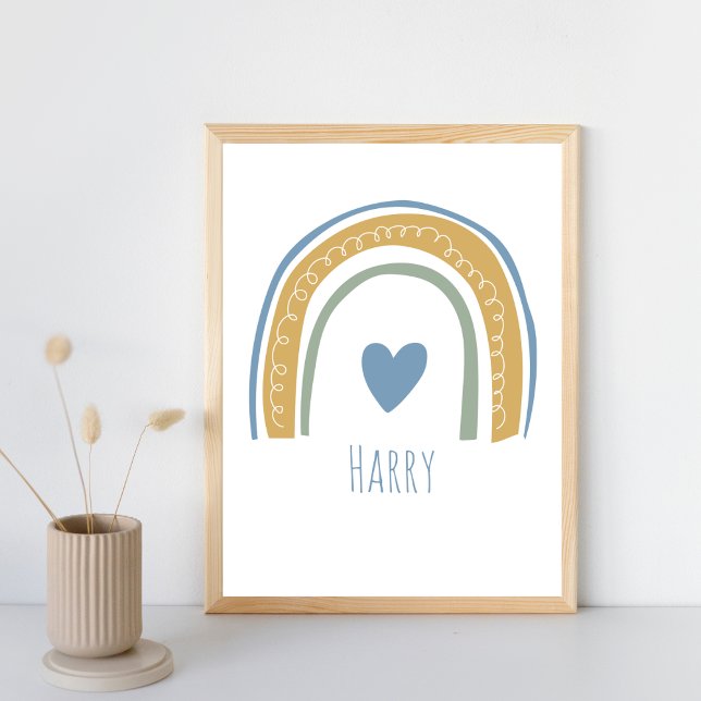 Personalized Baby Boy Name Rainbow Nursery Wall Poster (Creator Uploaded)