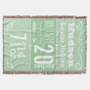 Personalized Baby Boy Nursery Birth Record Throw Blanket
