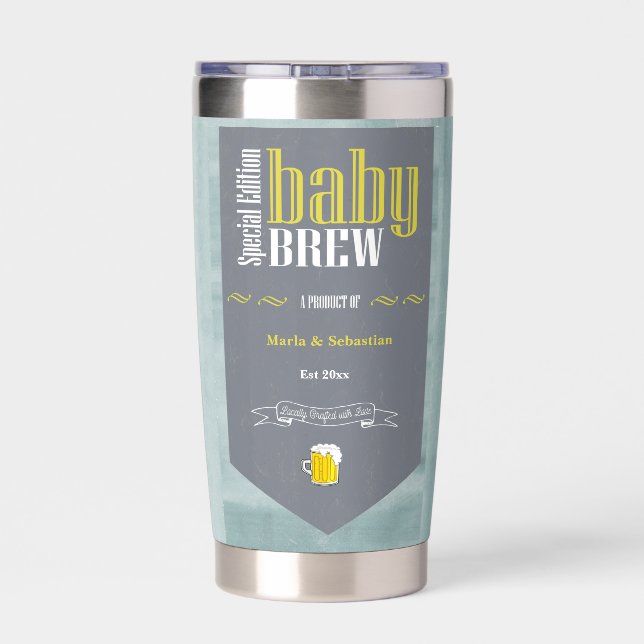 Personalized Baby Brew Beer Label Funny Shower  Insulated Tumbler (Back)
