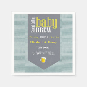 Personalized Baby Brew Beer Label Funny Shower     Napkin