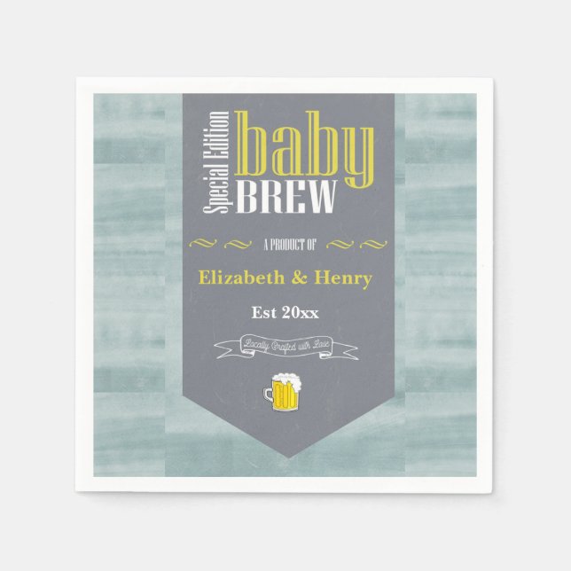 Personalized Baby Brew Beer Label Funny Shower     Napkin (Front)