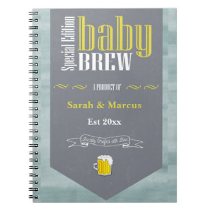 Personalized Baby Brew Beer Label Funny Shower  Notebook