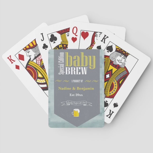 Personalized Baby Brew Beer Label Funny Shower     Playing Cards (Back)